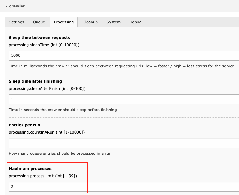 Backend configuration: Processing