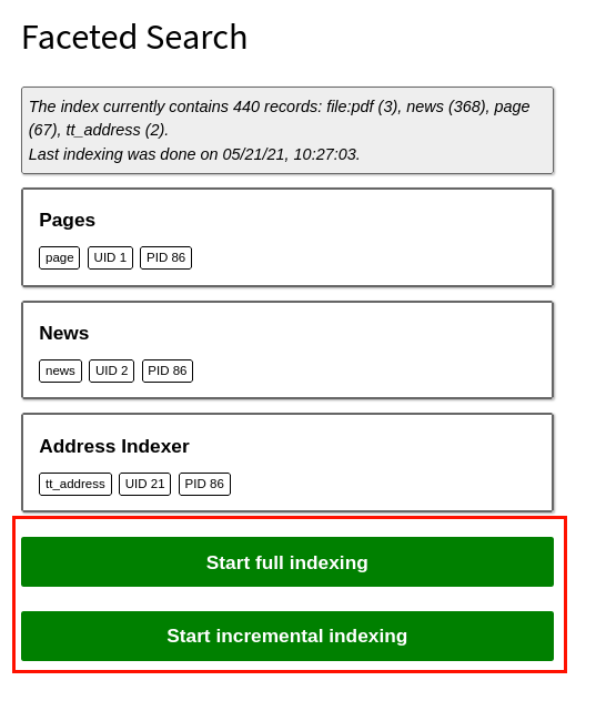 View of the backend module