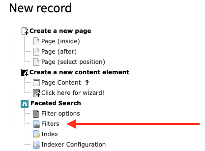 "New record" wizard