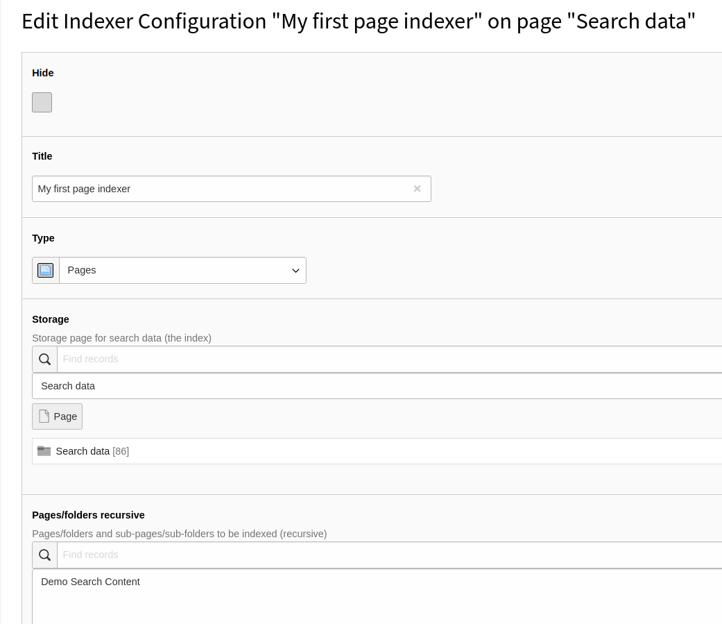 Example for an indexer configuration