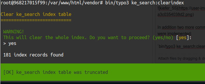 Clear index command