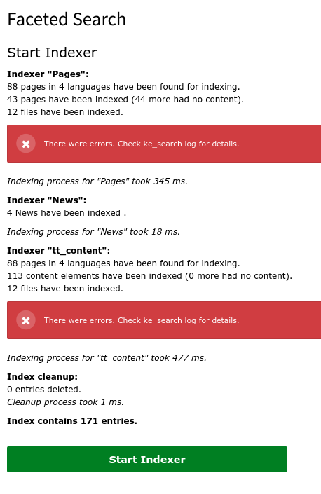 Error notifications in backend module