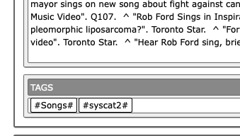 Tags in a news record