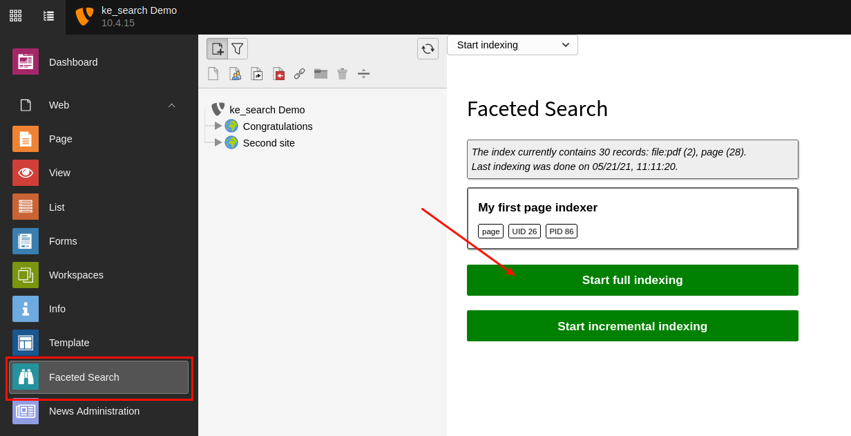 Backend module view