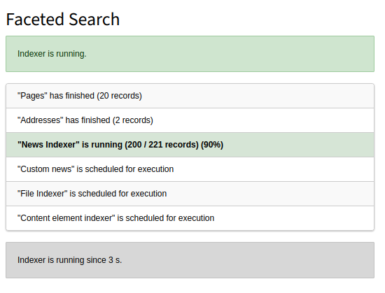 Indexing progress