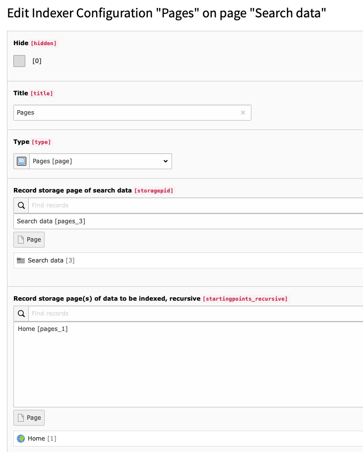 Indexer configuration