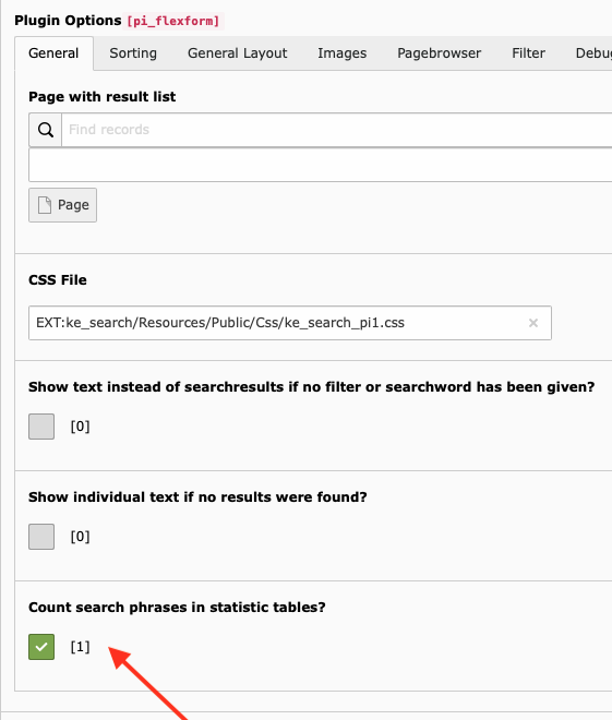 Statistics checkbox in plugin