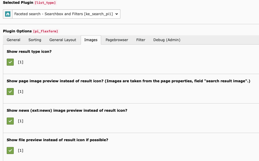 "Images" tab in plugin view