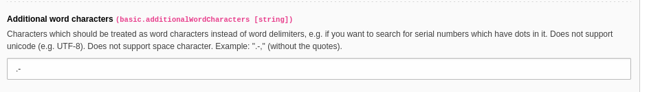 Configure additional word characters