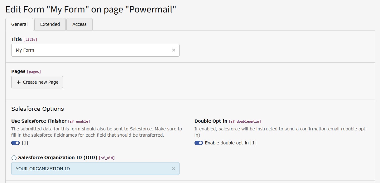 Configuration in a Form