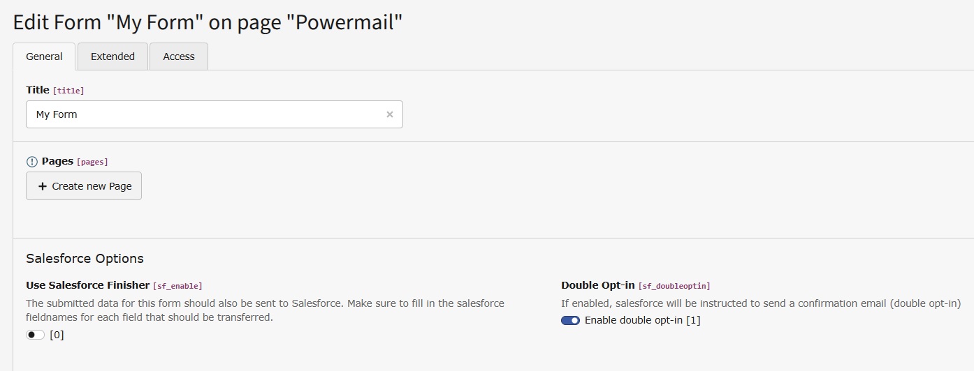 Configuration in a Form when Salesforce Finisher is disabled