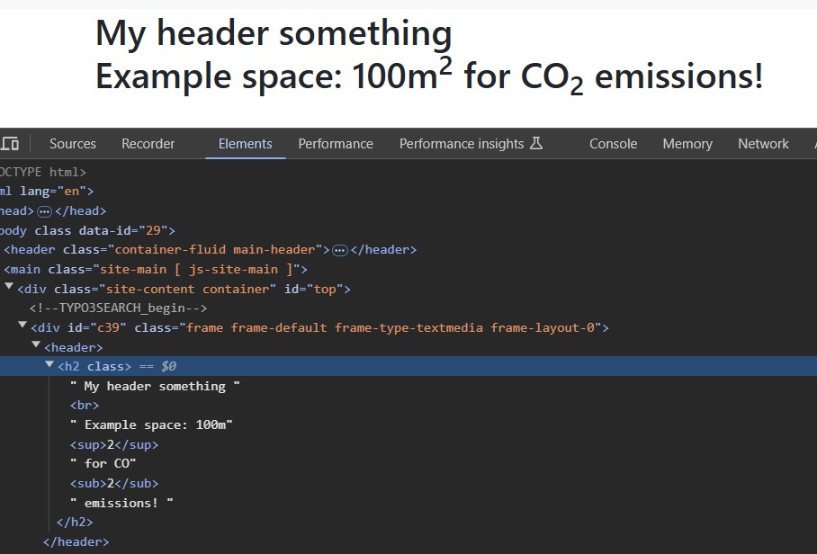 The resulting frontend output