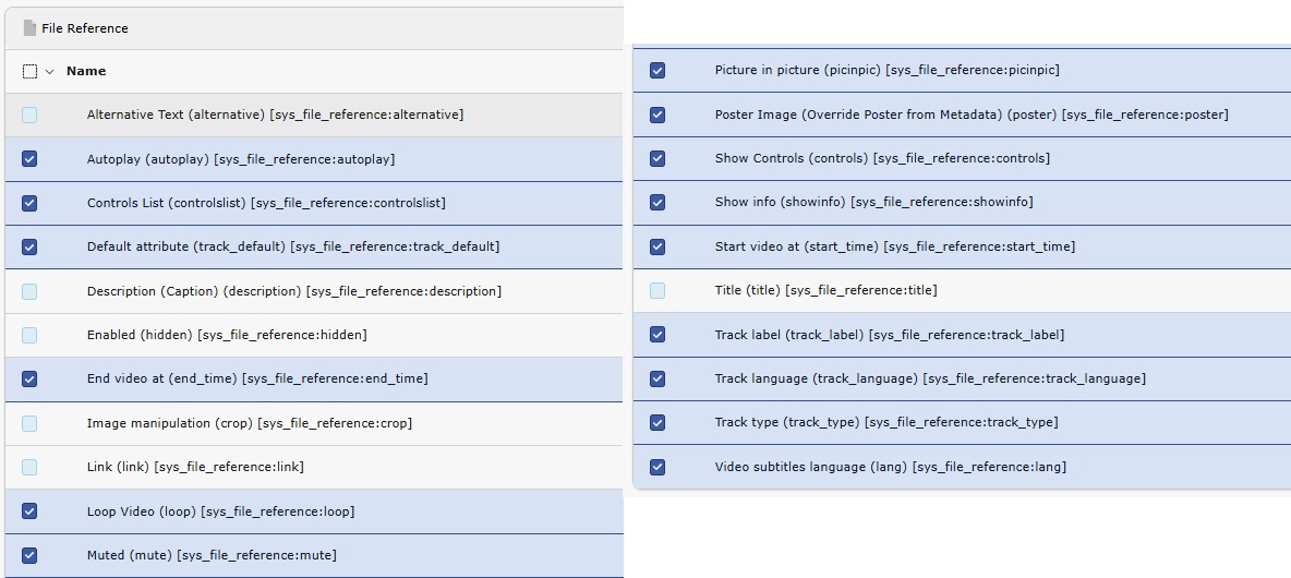 Fields to allow in the File Reference table