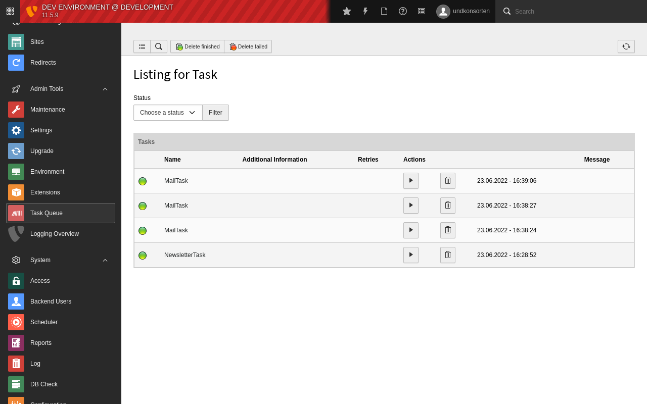 Module Task Queue with newsletter and mail tasks