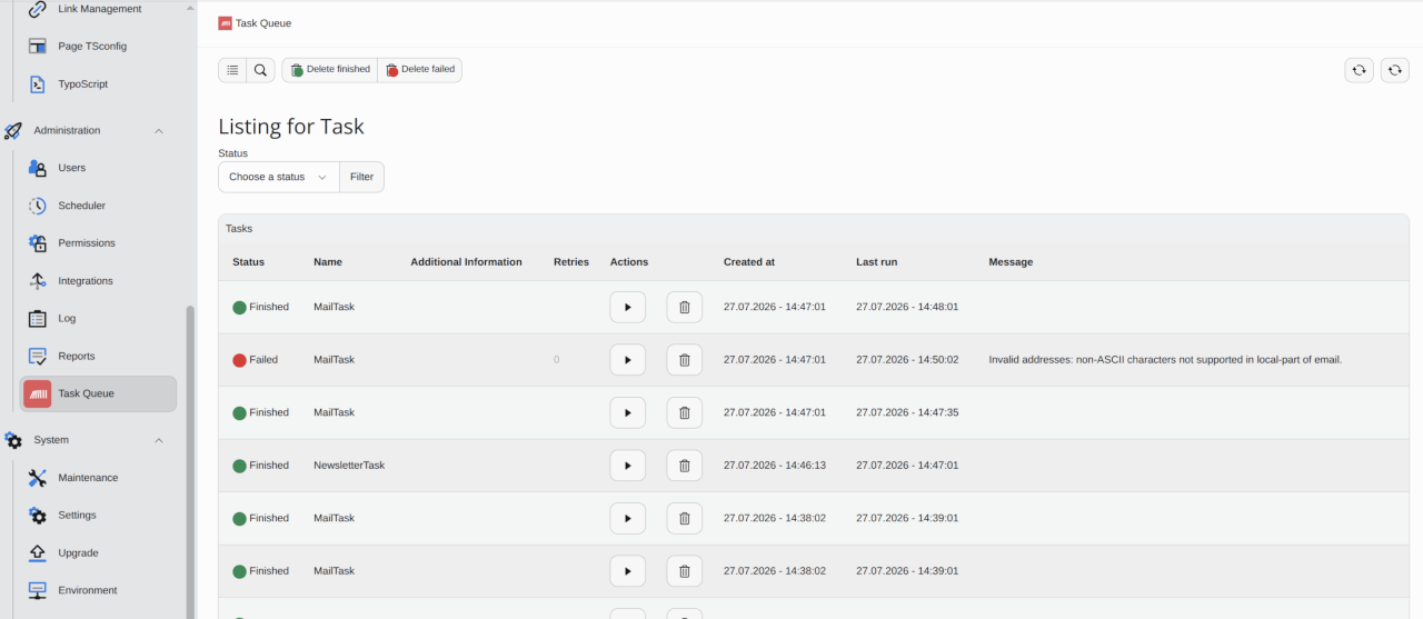 Module Task Queue with newsletter and mail tasks