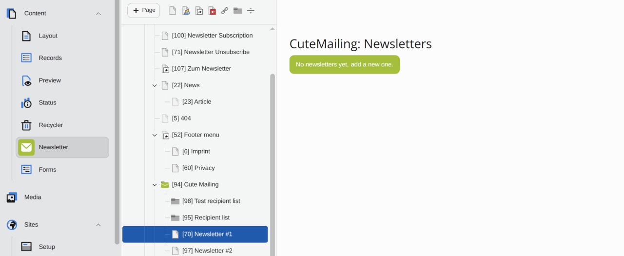 Create new Newsletter from the current page