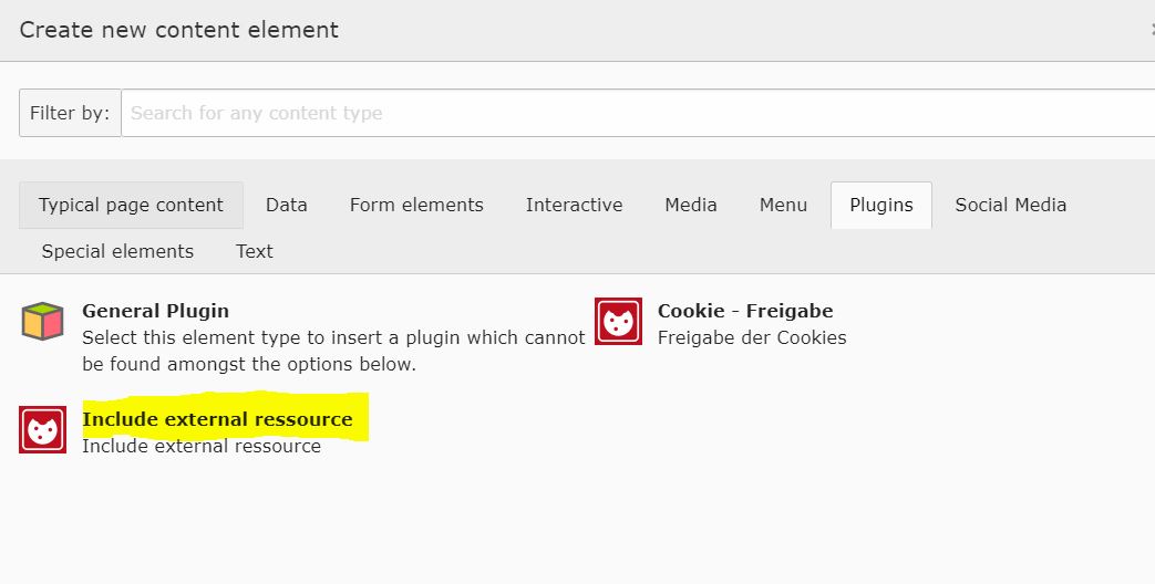 Plugin 'Include external resource'