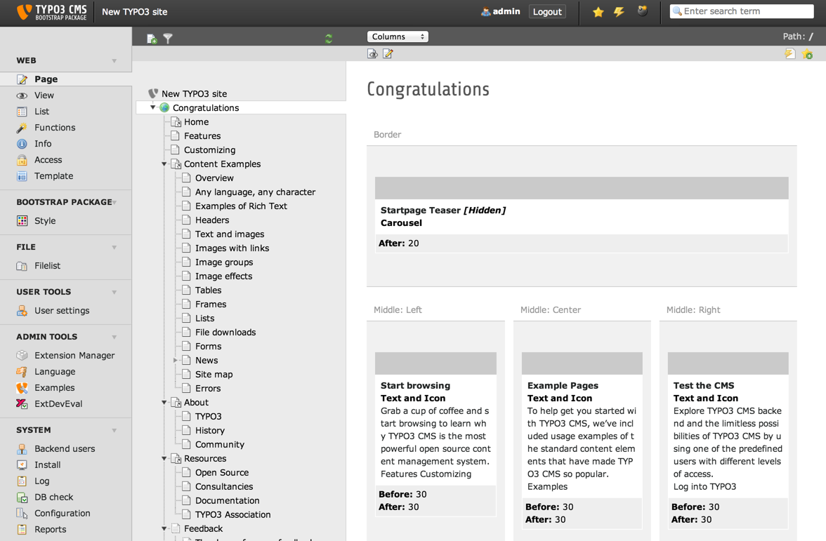 Backend view
