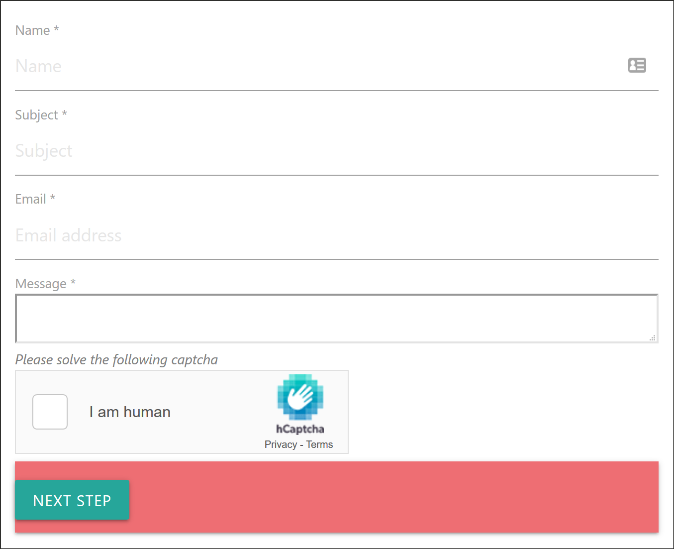 hCaptcha rendered in frontend