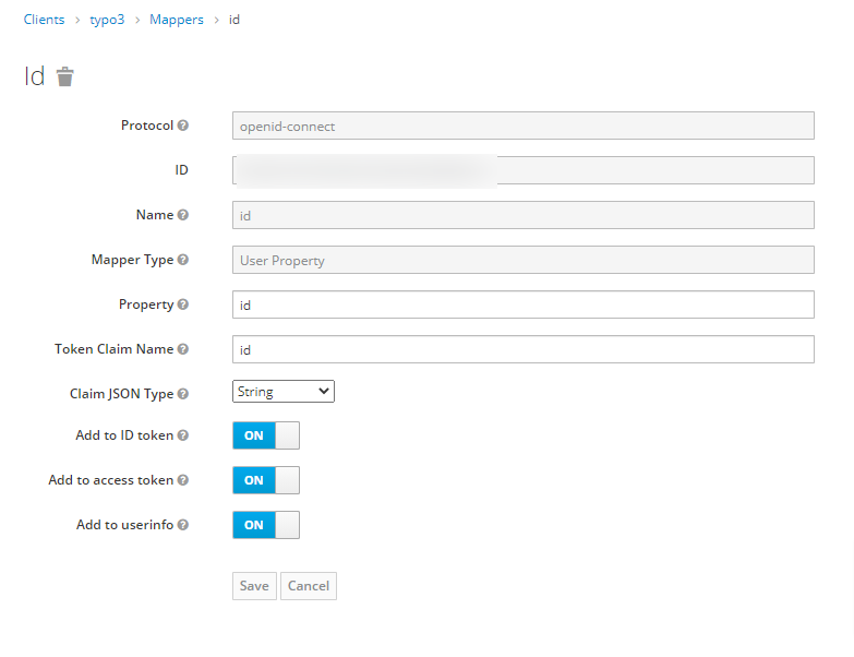 Keycloak mapper configuration for use with TYPO3