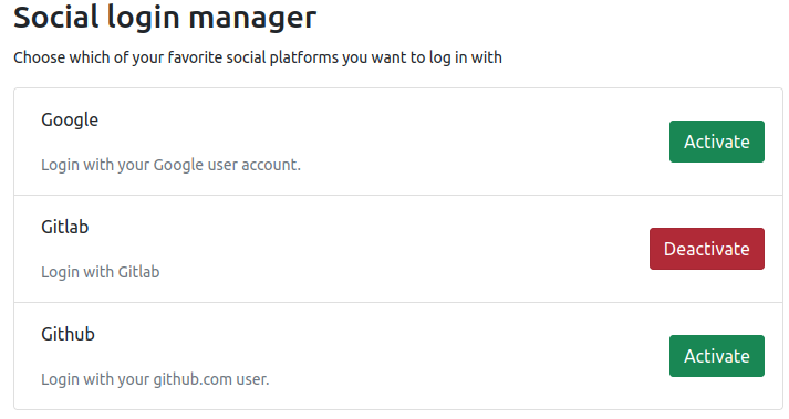TYPO3 frontend plugin with configured OAuth2 providers