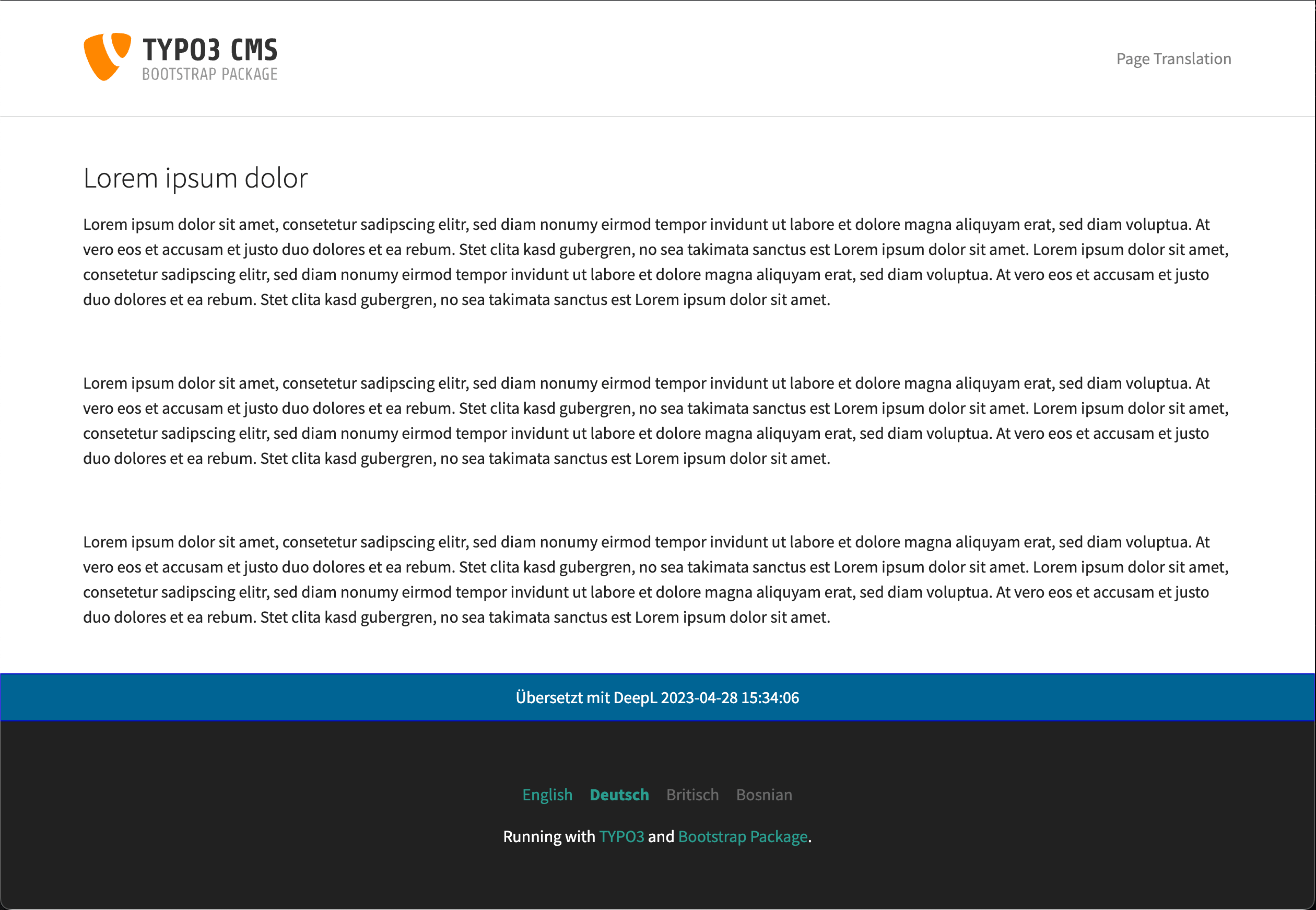 Page Frontend prefix