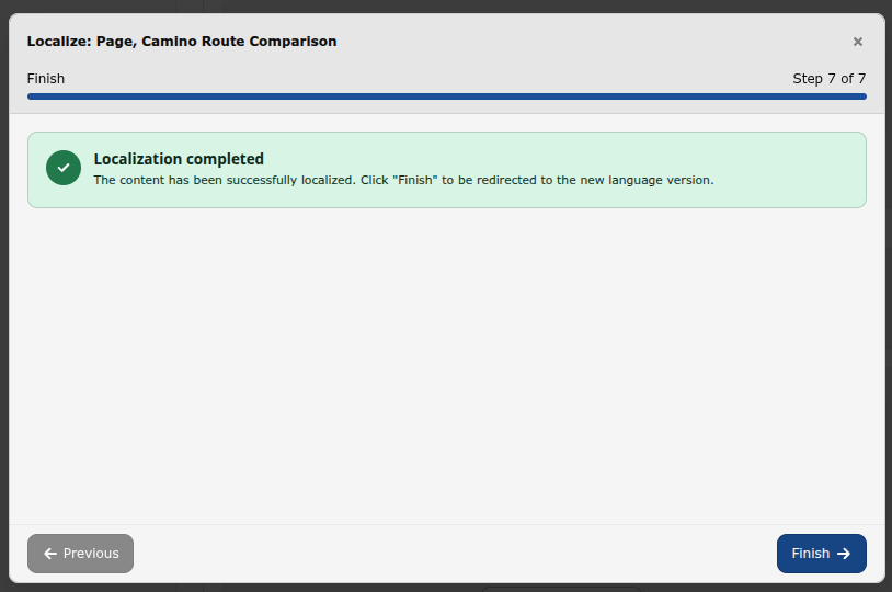 Localization completed successfully