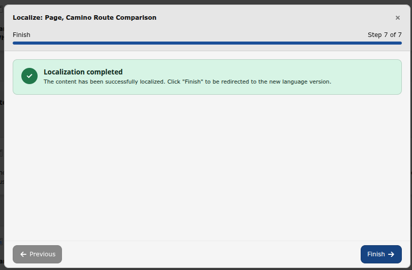 Localization completed successfully