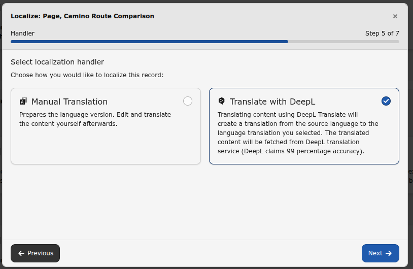 Select `Translate with DeepL` localization handler