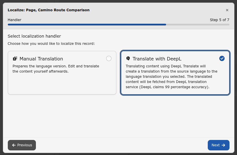 Select `Translate with DeepL` localization handler
