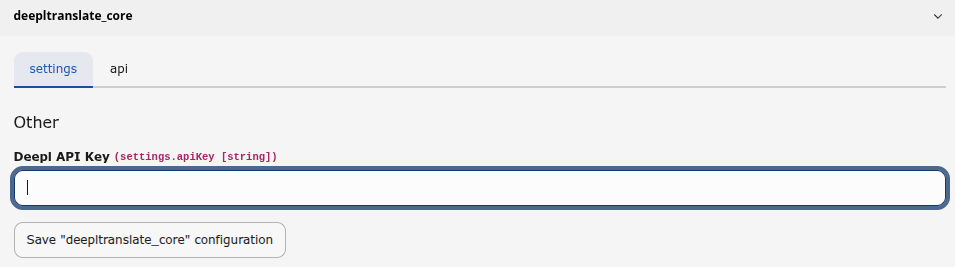 :guilabel:`Extension Configuration > Settings > DeepL API Key`