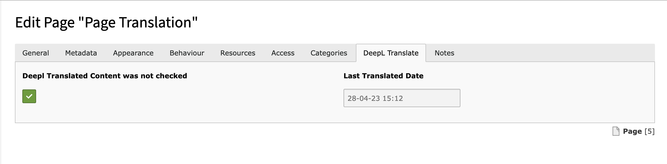 Page Property DeepL Translate
