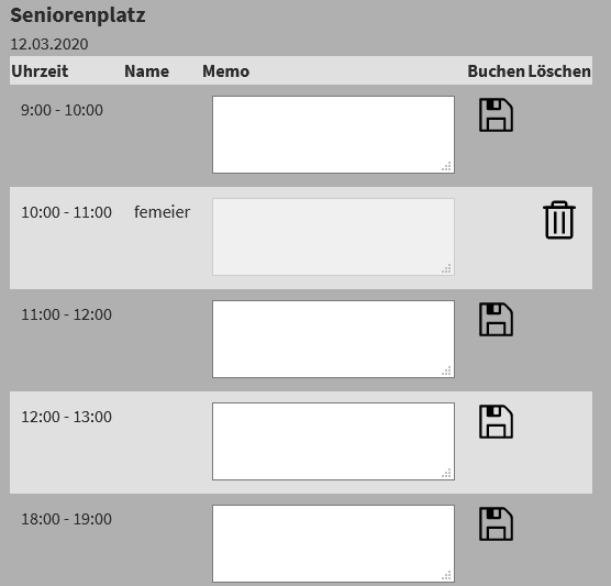 Booking form