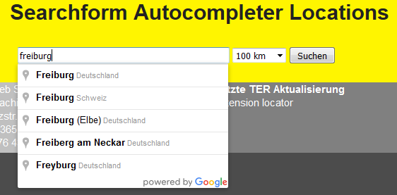 Search form with autocompleter