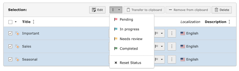 Change page status in the record list