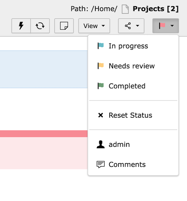 Change page status in the module header