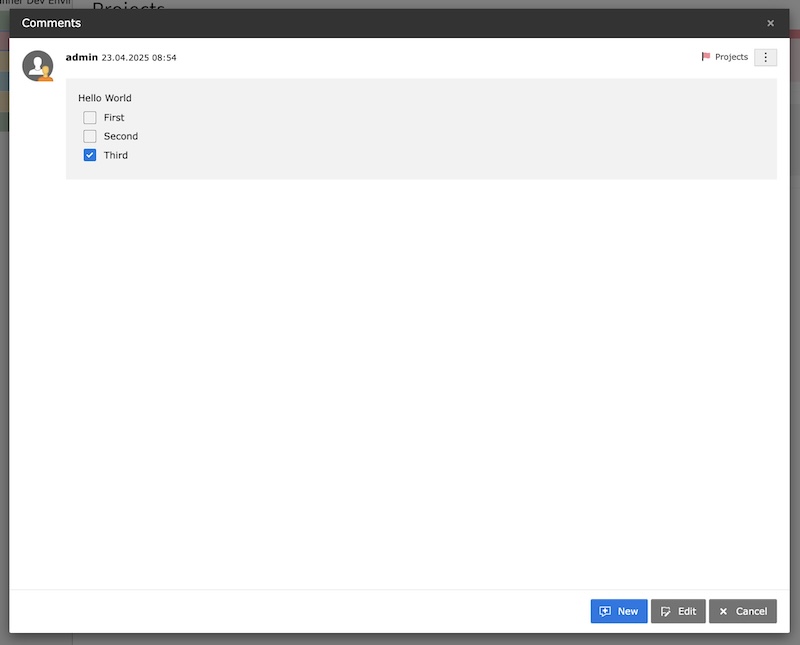 Show comments of a record