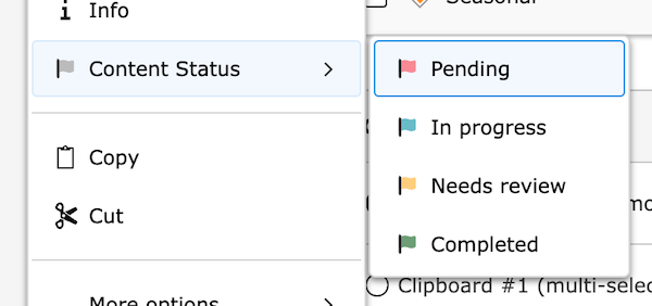 Initial status selection
