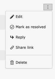 Reply action in dropdown menu