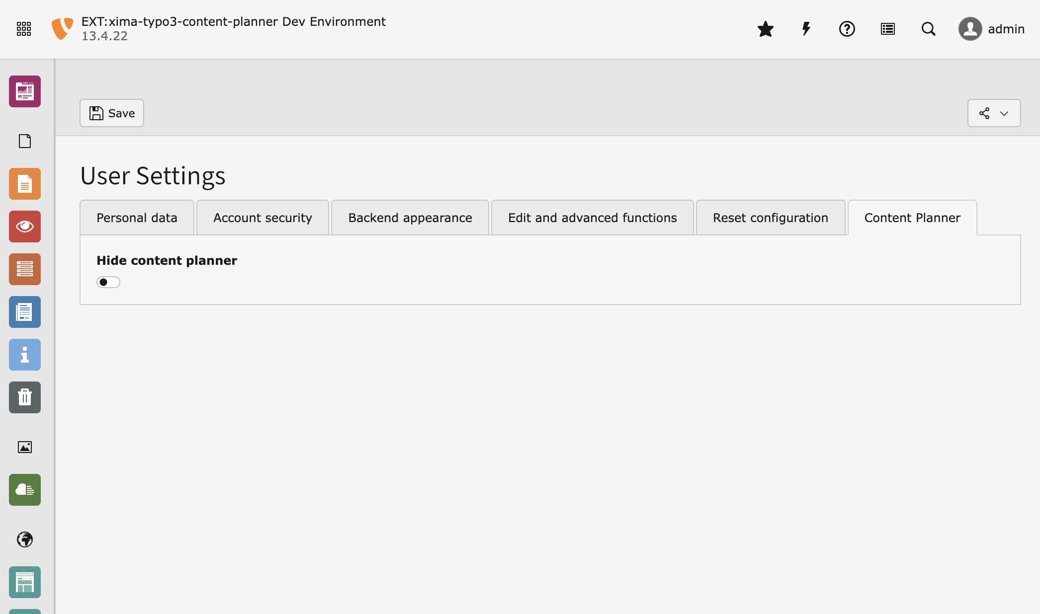 Content Planner User Settings
