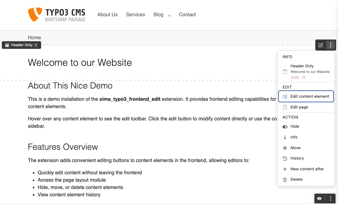 Frontend Edit Preview