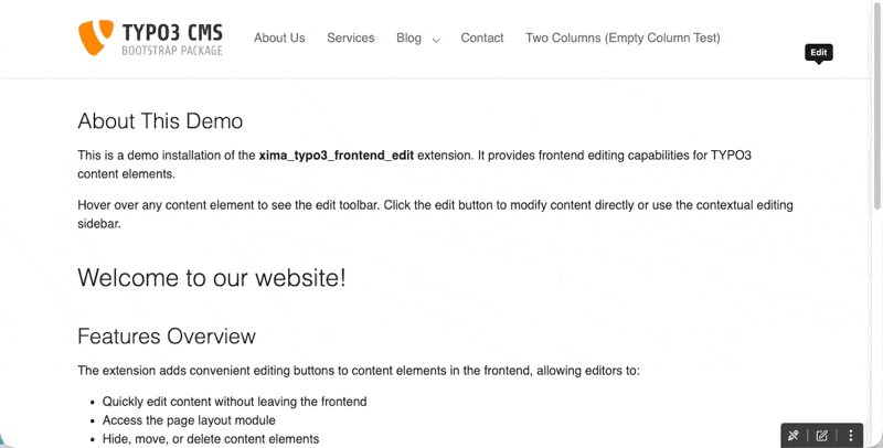 Screencast of creating new content via the New Content Element Wizard