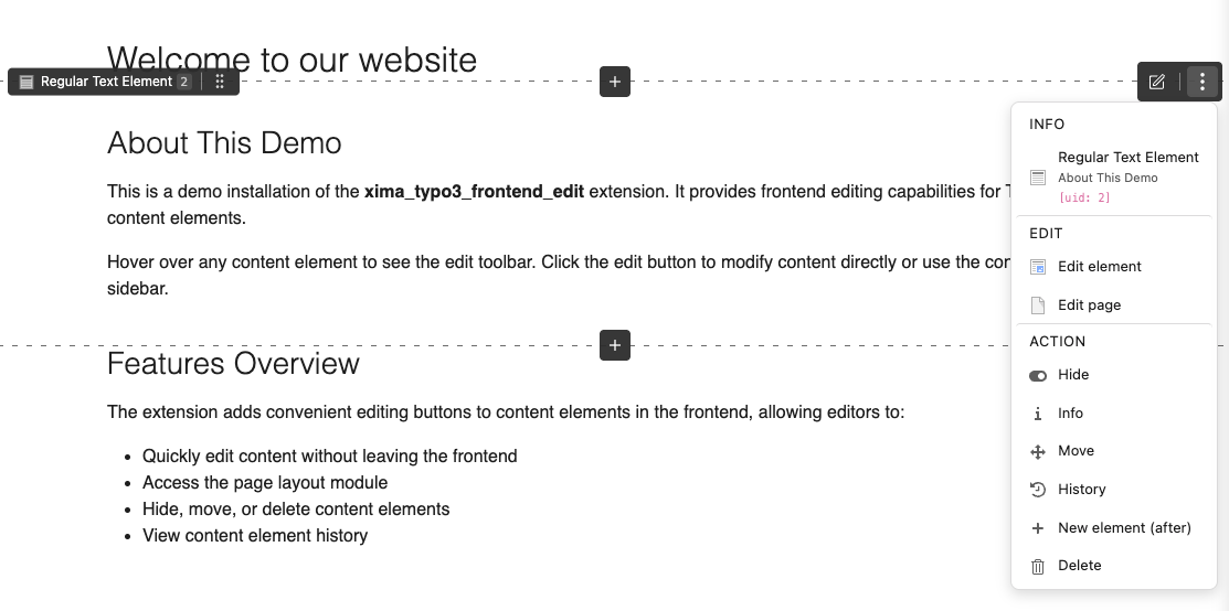 Frontend Edit Preview