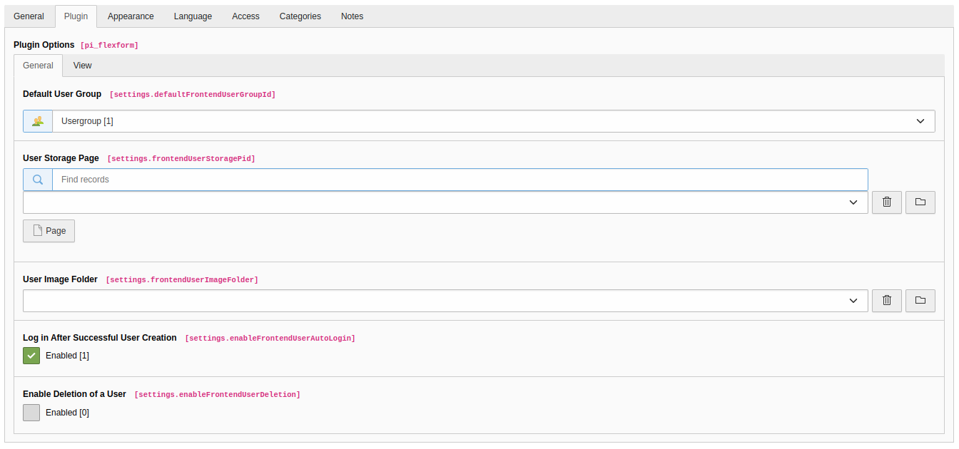 General Tab in the TYPO3 backend