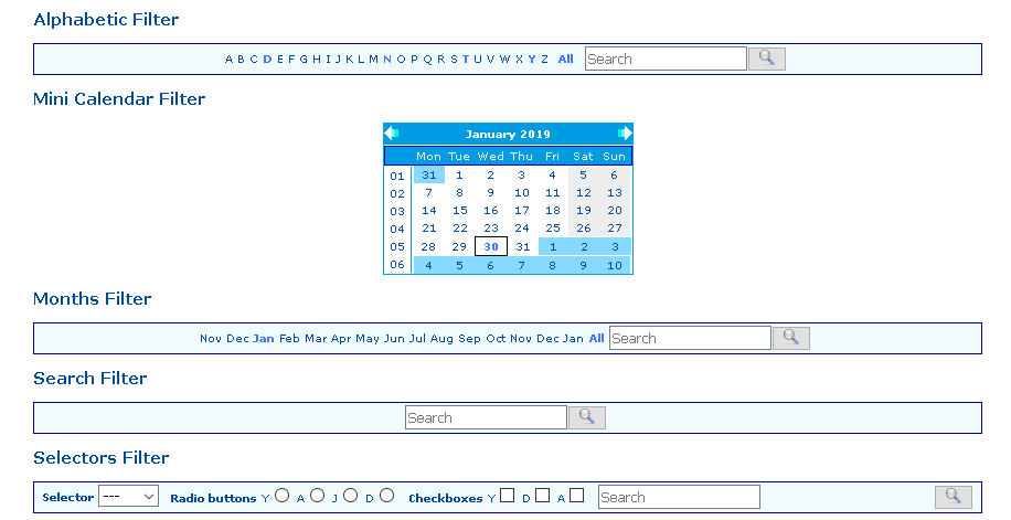 Filters in the frontend