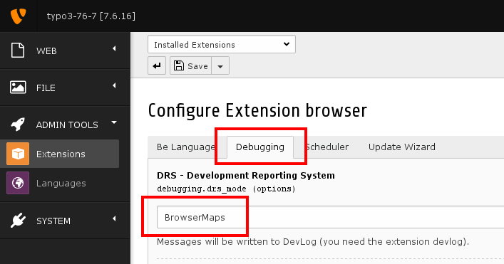 Leaflet with an enabled DRS - the Development reporting System