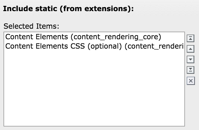Inclusion of both static templates from the extension content_rendering_core