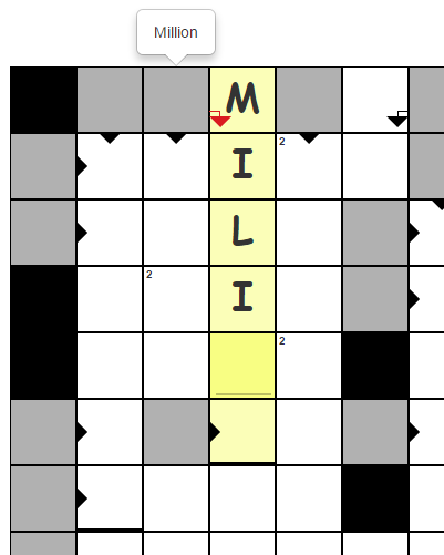 Entering text into the crossword