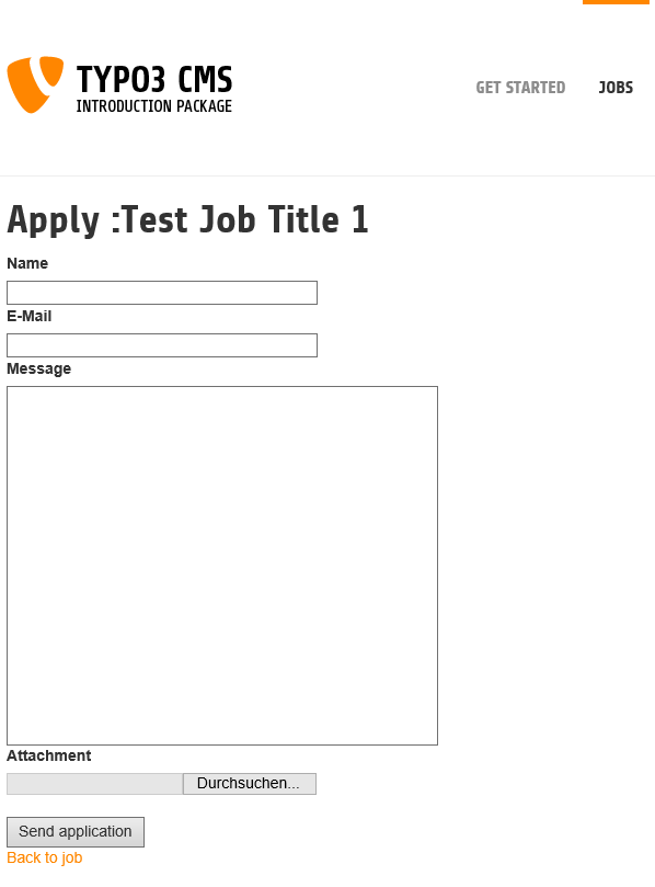 Job application in the frontend