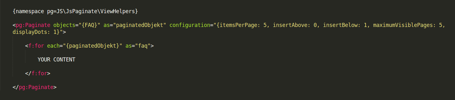 Pagination Configuration in Extension.